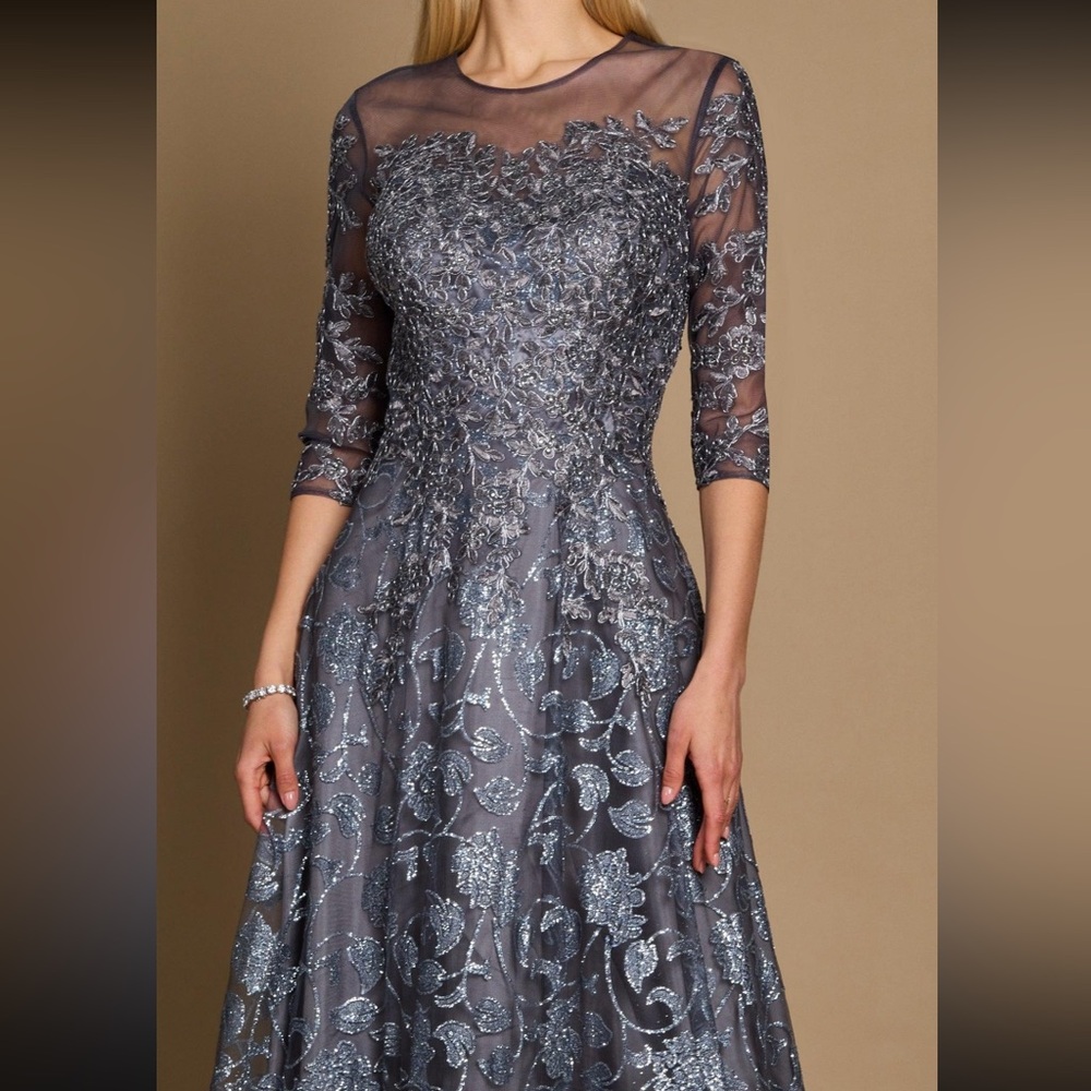 Silver and Black Cowl Neck A-Line Dress NWT